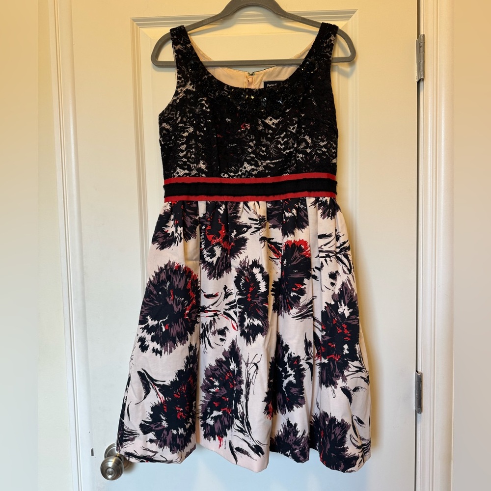 Peter Som Black and Red Floral Dress